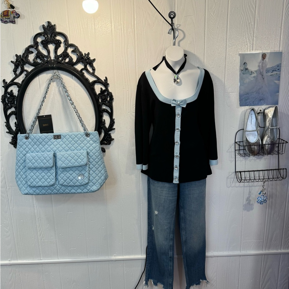 Bcbg xl sweater with sparkle button down.